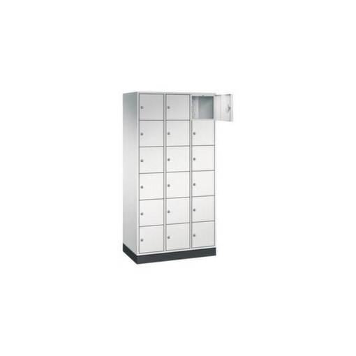 Schließfachschrank,RAL7035,HxBxT 1950x920x500mm,3x6 Fächer,Zyl.-Schl.