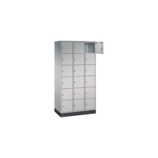 Schließfachschrank,HxBxT 1950x920x500mm,3x6 Fächer,Zyl.-Schl.,Sockel