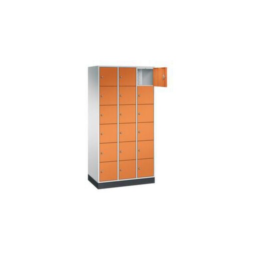 Schließfachschrank,RAL7035/RAL2000,HxBxT 1950x920x500mm,3x6 Fächer