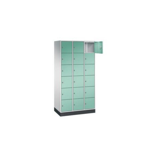 Schließfachschrank,RAL7035/RAL6027,HxBxT 1950x920x500mm,3x6 Fächer