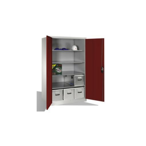 Universalschrank, HxBxT 1950x1200x800mm, Korpus RAL7035, Front RAL3003