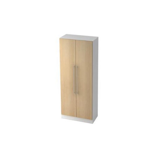 Büroschrank,HxBxT 2004x800x420mm,4xHolzboden,5 OH,Korpus weiß,Front Eiche