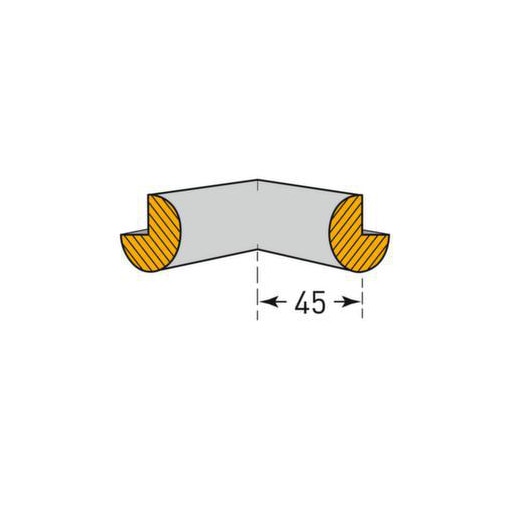 Inneneckenschutz,Kreis,2 Schenkel,L 45mm,PU,gelb/schwarz,selbstklebend