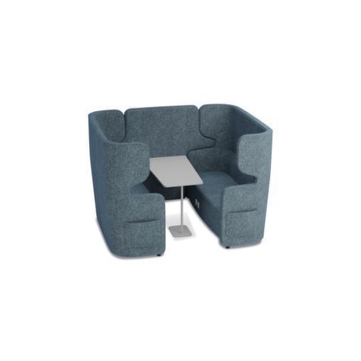 Sitzgruppe, 2 Sofas, Tisch, 4-Sitzer, schallabsorbierend, Stoff hellblau