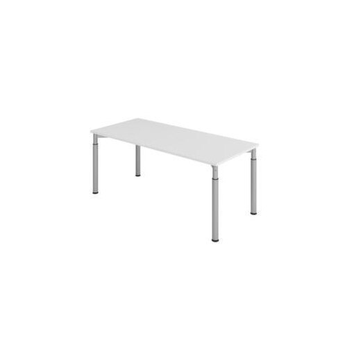 Schreibtisch,HxBxT 680-820x1800x800mm,Platte grau,4-Fuß silber,Rundrohr