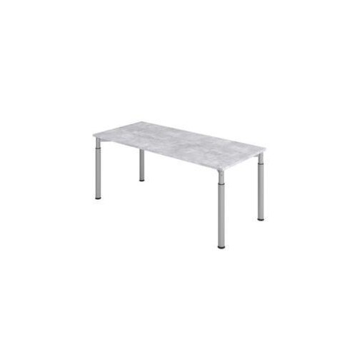 Schreibtisch,HxBxT 680-820x1800x800mm,Platte Beton,4-Fuß silber,Rundrohr