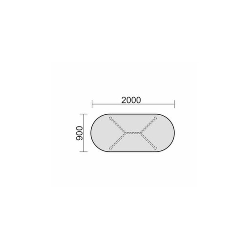 Besprechungstisch, HxBxT 720x2000x900mm, oval, 4-Fuß RAL9006, Rundrohr