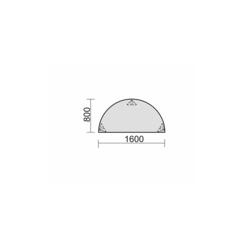 Besprechungstisch,HxBxT 720x1600x800mm,halbrund,3-Fuß RAL9006,Rundrohr