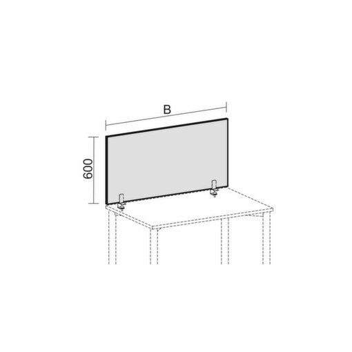 Schallabsorbierende Tischtrennwand, HxB 600x1000mm, Wand Stoff, grau