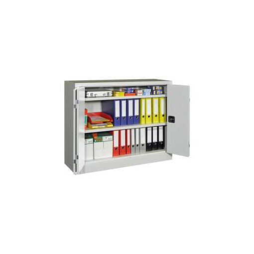 Büro-Falttürenschrank, HxBxT 1000x1200x400mm, 2xStahlboden, 3 OH