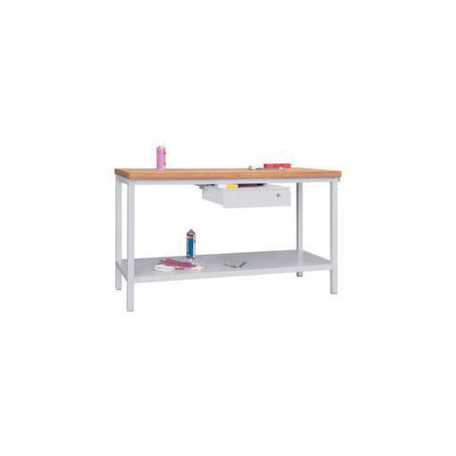 Werkbank, HxBxT 900x1500x700mm, Gestell/Korpus RAL7035, Front RAL7035