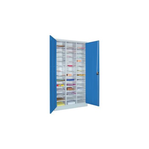 Post-/Sortierschrank, HxBxT 1950x1000x400mm, RAL7035, Front RAL5012