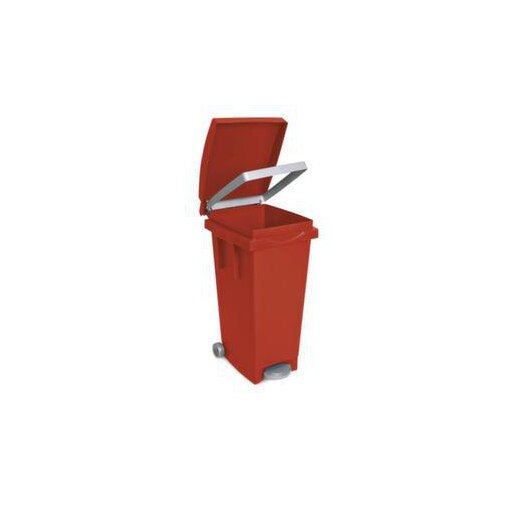 Treteimer,1x80l,HxBxT 790x370x510mm,Klemmring,Korpus PP rot,Deckel PP rot