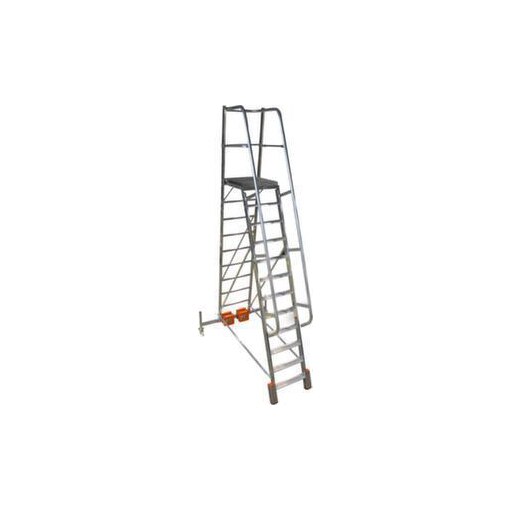 Fahrbare Stufen-Plattformleiter, einseitig, 12 Stufe(n), Stand H 2, 75m