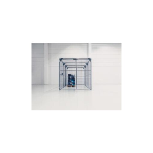 Lagerbox, f. außen, HxBxT 2, 2x2, 2x2, 4m, Gitterwände, Doppel-Flügeltür