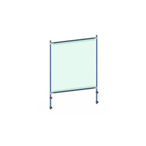 Hygieneschutzwand,PVC-Folie,glasklar,Gestell RAL5007,HxBxT 1410x1060x49mm