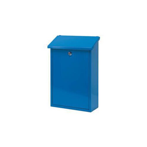 Wandbriefkasten, blau, HxBxT 400x270x120mm, Einwurf oben, Entnahme vorne