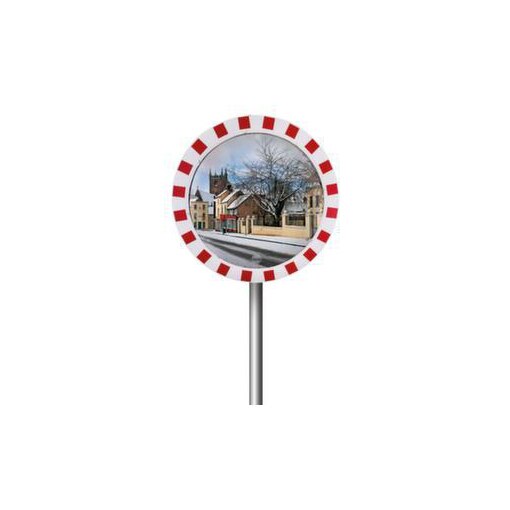 Verkehrsspiegel,Ø 790mm,Spiegel Edelstahl,Rahmen PVC-Schaumstoff,rot/weiß