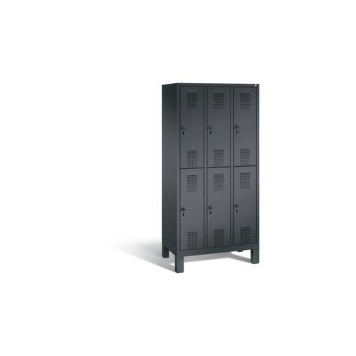 Doppelstöckiger Abteilschrank,Korpus RAL7021,Front RAL3003