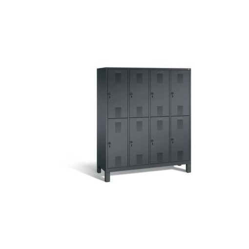 Abteilschrank,HxBxT 1850x1590x500mm,4x2 Abt.,Korpus RAL7021,Front RAL3003