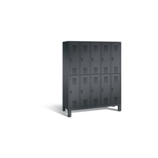 Abteilschrank,HxBxT 1850x1480x500mm,5x2 Abt.,Korpus RAL7021,Front RAL3003