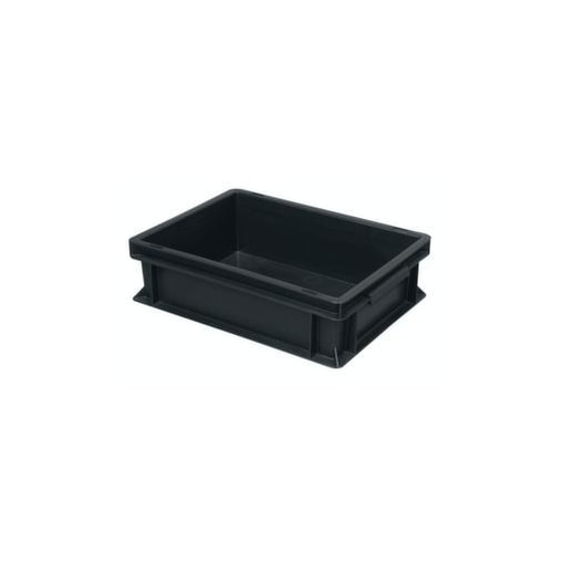 ESD-Stapelbehälter,HxLxB 120x400x300mm,11l,PP,schwarz,Wände geschlossen