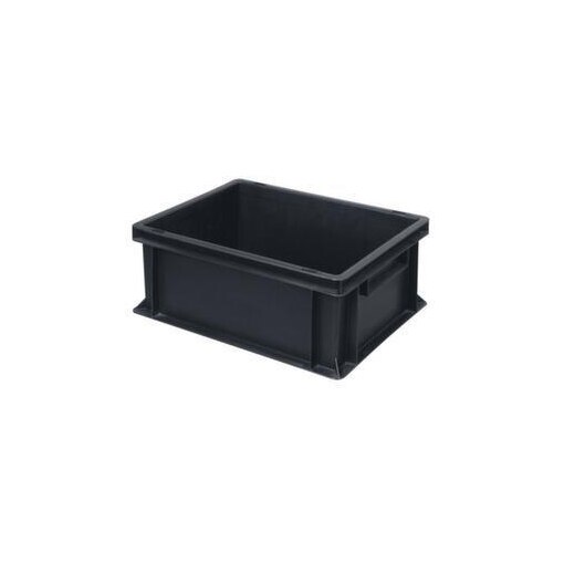 ESD-Stapelbehälter,HxLxB 170x400x300mm,16l,PP,schwarz,Wände geschlossen