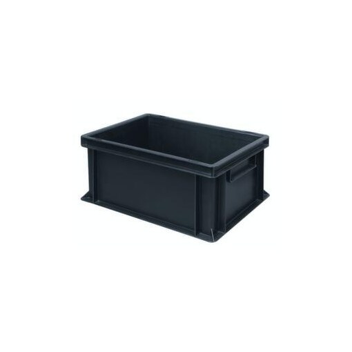 ESD-Stapelbehälter,HxLxB 220x400x300mm,21l,PP,schwarz,Wände geschlossen