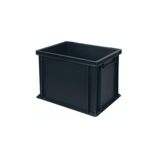 ESD-Stapelbehälter,HxLxB 320x400x300mm,31l,PP,schwarz,Wände geschlossen