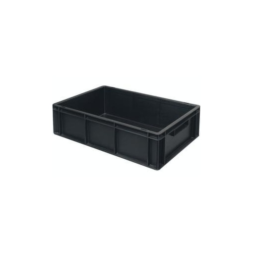 ESD-Stapelbehälter,HxLxB 170x600x400mm,32l,PP,schwarz,Wände geschlossen