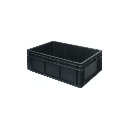 ESD-Stapelbehälter,HxLxB 220x600x400mm,43l,PP,schwarz,Wände geschlossen