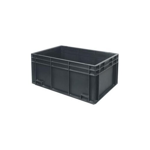 ESD-Stapelbehälter,HxLxB 280x600x400mm,54l,PP,schwarz,Wände geschlossen