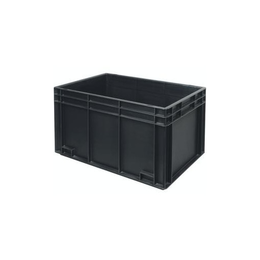 ESD-Stapelbehälter,HxLxB 340x600x400mm,65l,PP,schwarz,Wände geschlossen