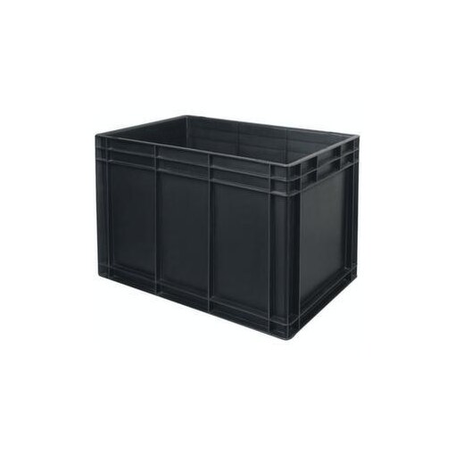 ESD-Stapelbehälter,HxLxB 420x600x400mm,80l,PP,schwarz,Wände geschlossen