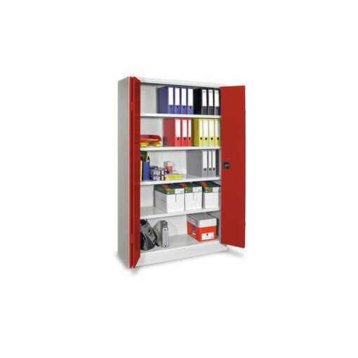 Büro-Falttürenschrank, HxBxT 1950x1200x500mm, RAL7035, Front RAL3000