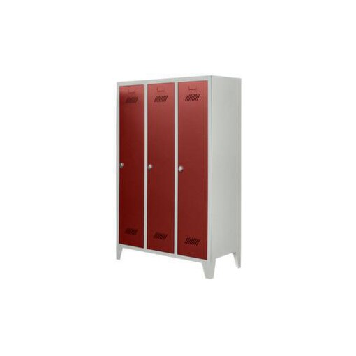 Abteilschrank f. Kinder,HxBxT 1600x930x500mm,3 Abt.,RAL7035,Front RAL3000