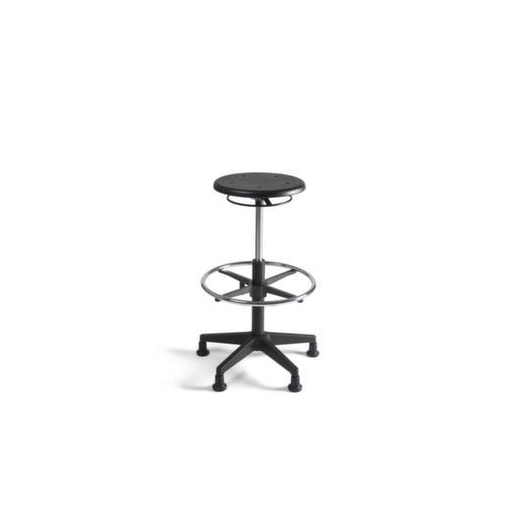 Drehhocker,Sitz HxØ 530-790x340mm,Rundsitz PU,Sitz schwarz,m. Fußring