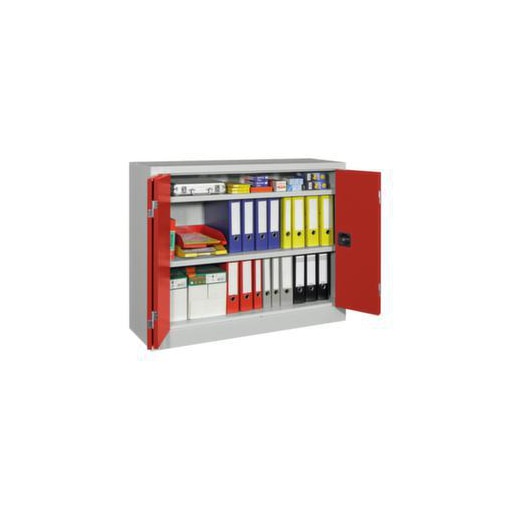 Büro-Falttürenschrank, HxBxT 1000x1200x400mm, RAL7035, Front RAL3000