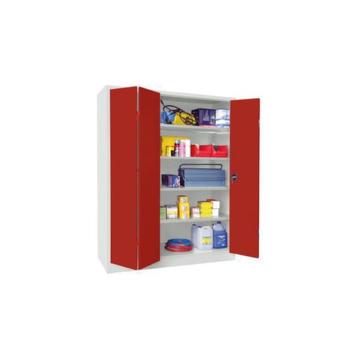 Büro-Falttürenschrank, HxBxT 1950x1500x600mm, RAL7035, Front RAL3000