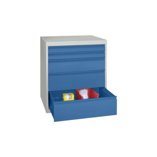 Schubladenschrank, HxBxT 800x715x600mm, RAL7035, Front RAL5012