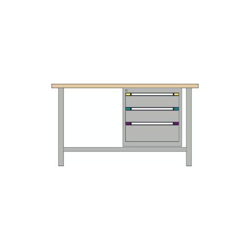 Werkbank, HxBxT 840x1500x700mm, Multiplexplatte, RAL7035, Front RAL7035