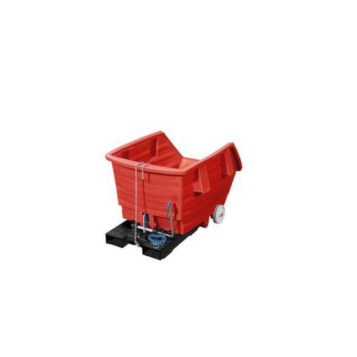 PE-Kippbehälter, HxLxB 1095x1660x1173mm, 1m³, Tragl. 250kg, rot, Rollen