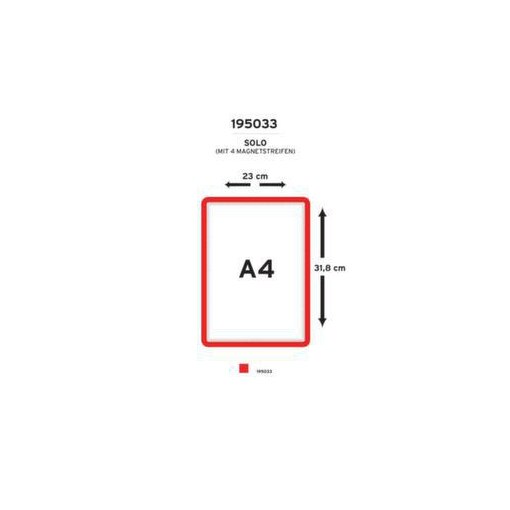 Inforahmen, DIN A4, rot, Rückseite magnetisch