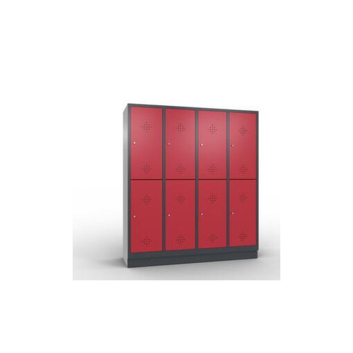 Abteilschrank,HxBxT 1800x1590x500mm,4x2 Abt.,Korpus RAL7021,Front RAL3003