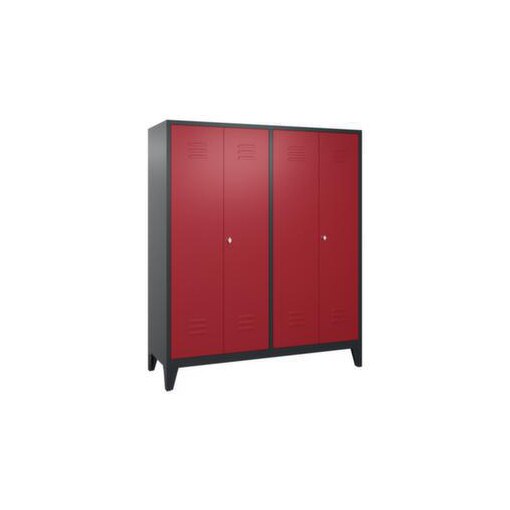 Abteilschrank,HxBxT 1850x1590x500mm,4 Abt.,Korpus RAL7021,Front RAL3003