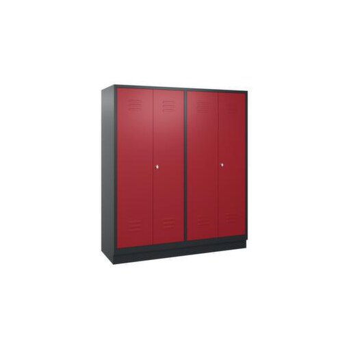 Abteilschrank,HxBxT 1800x1590x500mm,4 Abt.,Korpus RAL7021,Front RAL3003