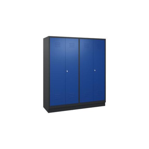 Abteilschrank,HxBxT 1800x1590x500mm,4 Abt.,Korpus RAL7021,Front RAL5010