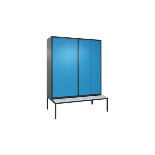 Sitzbankschrank,HxBxT 2090x1600x500mm,4 Abt.,Korpus RAL7021,Front RAL5012