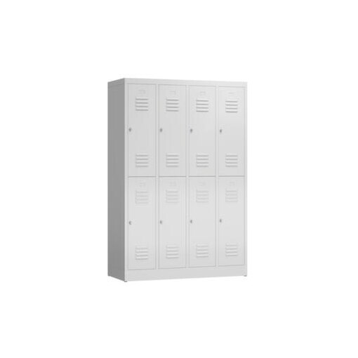 Doppelstöckiger Garderobenschrank, HxBxT 1800x1185x500mm, 4x2 Abt.