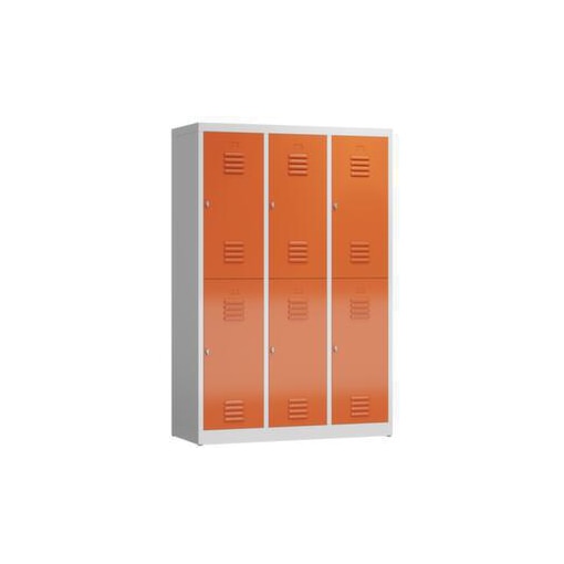 Doppelstöckiger Garderobenschrank, HxBxT 1800x1185x500mm, 3x2 Abt.